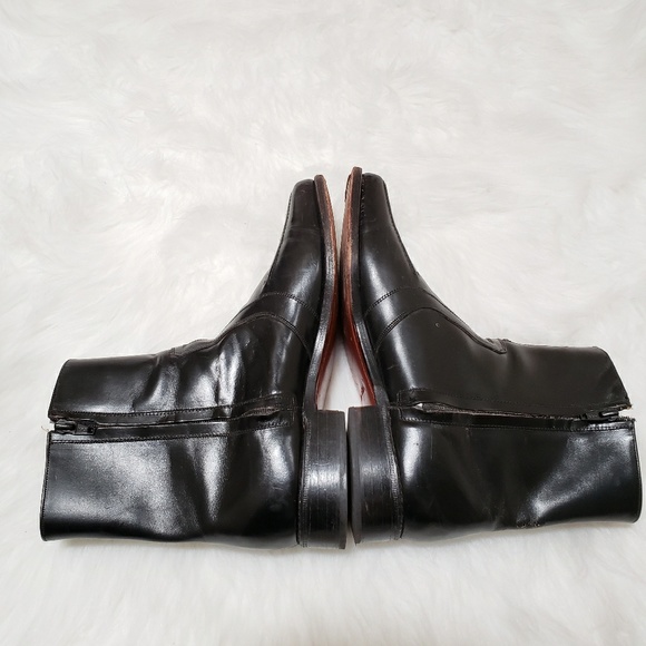 STAFFORD Men's Black Leather Dress Zipper Size 10 - Picture 7 of 8